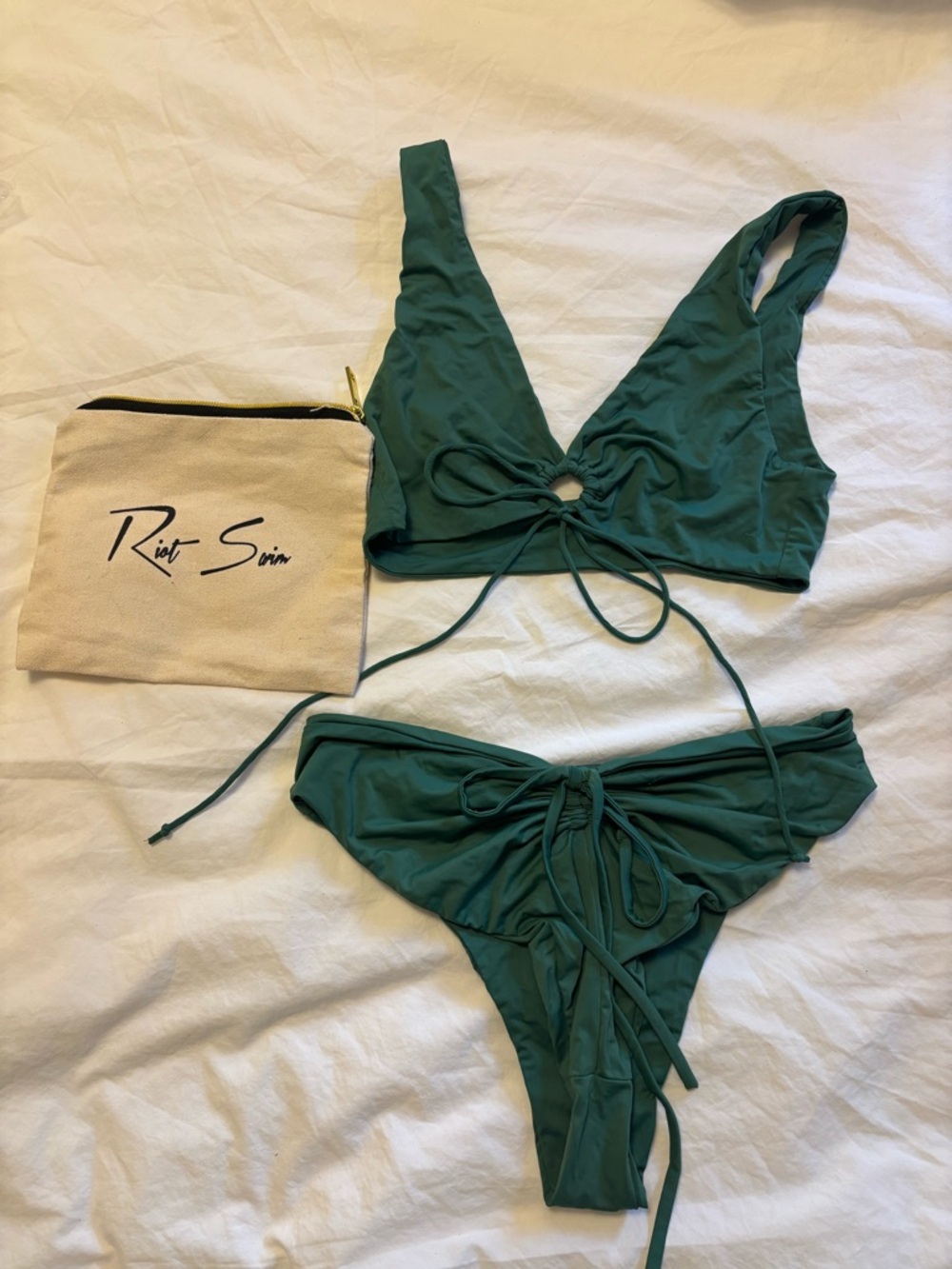 Riot Swim Emerald Green Ring-Front Bikini Set